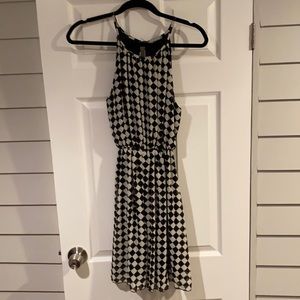 Black & white checkered dress with back cutout